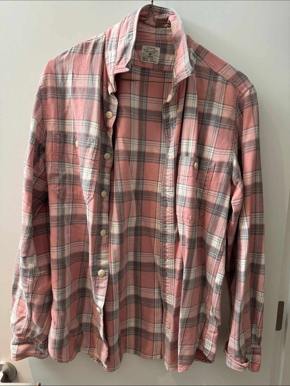 J Crew Men's Pink Plaid Button-Down Shirt sz S